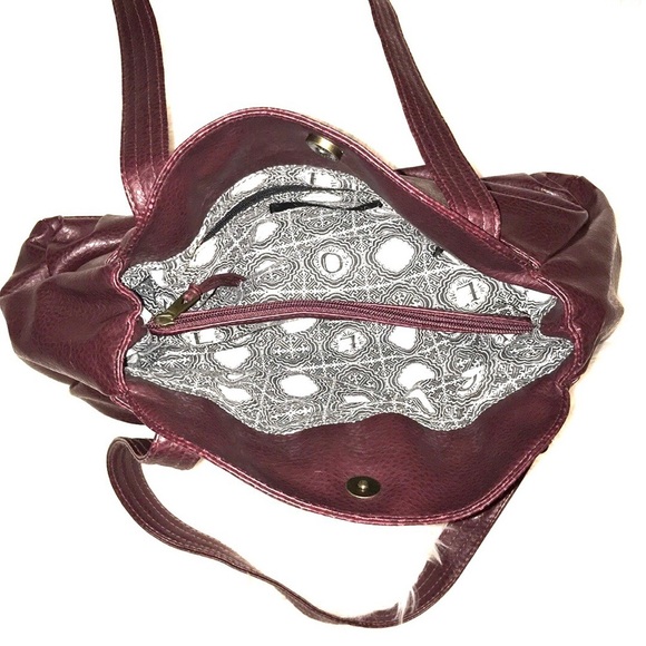 Volcom Faux Leather Mauve Domed Satchel Bag - Picture 4 of 8